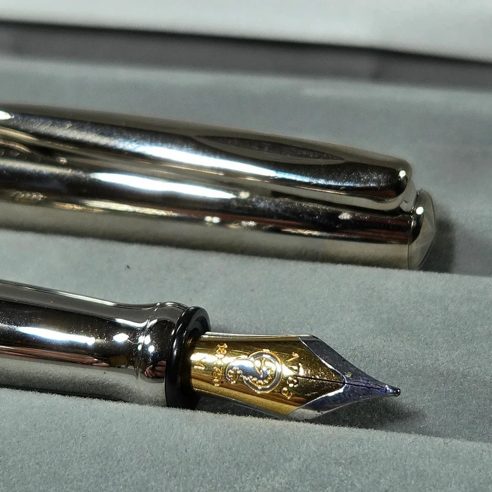 Waterford Lismore Silver Fountain Pen Excellent Engraved Diamond Pattern Boxed